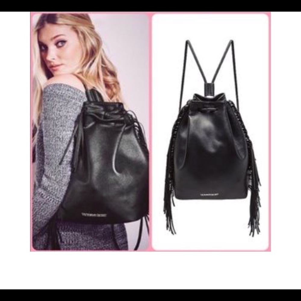 Victoria’s Secret Black Fringe Backpack 😍